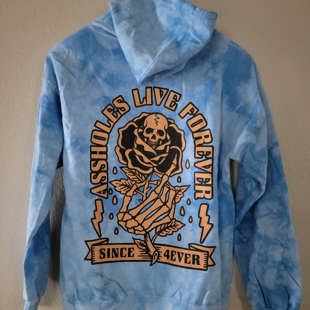 Blue Tie-Dye Graphic Hoodie
